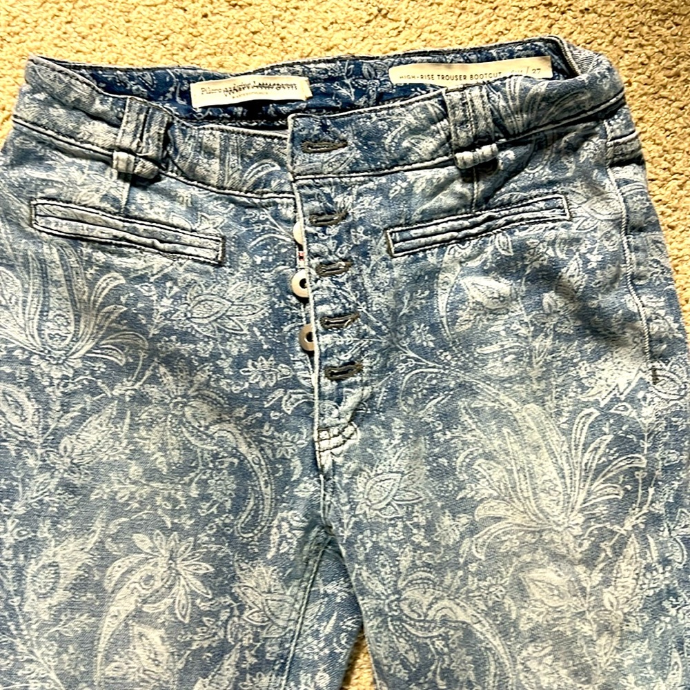 Pilcro by Anthropologie - high-Rise Trouser Boot it Paisley Print Jeans size 27